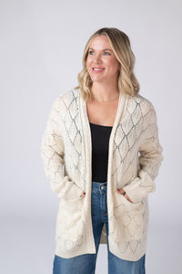 Open Knit Cardigan - Ivory-Cardigan-Villari Chic, women's online fashion boutique in Severna, Maryland