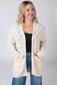 Open Knit Cardigan - Ivory-Cardigan-Villari Chic, women's online fashion boutique in Severna, Maryland