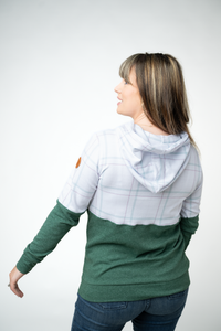 Hailey Pullover Hoodie - Mint and Red Plaid and Evergreen-Hoodie-Villari Chic, women's online fashion boutique in Severna, Maryland