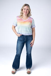 Sophie Top - Rainbow Stripes-Shirts-Villari Chic, women's online fashion boutique in Severna, Maryland