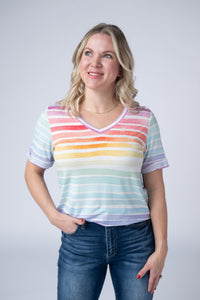 Sophie Top - Rainbow Stripes-Shirts-Villari Chic, women's online fashion boutique in Severna, Maryland