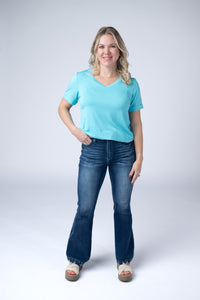 Sophie Tee - Aqua Blue-Shirts-Villari Chic, women's online fashion boutique in Severna, Maryland