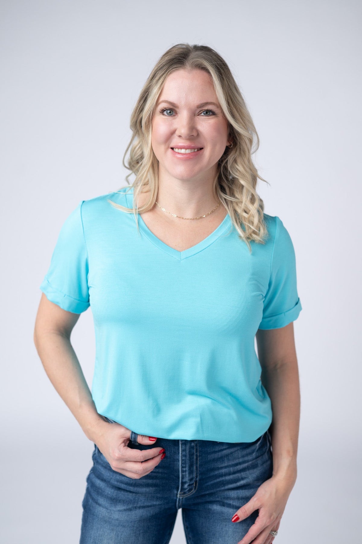 Sophie Tee - Aqua Blue-Shirts-Villari Chic, women's online fashion boutique in Severna, Maryland