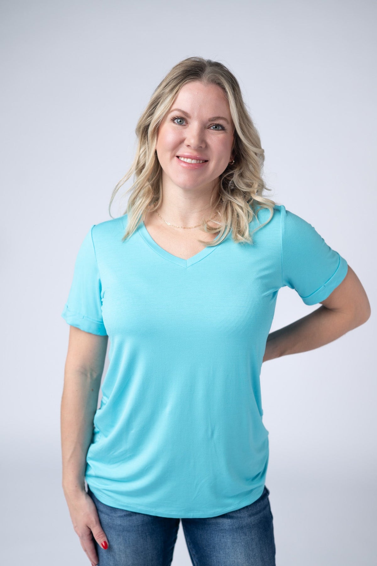 Sophie Tee - Aqua Blue-Shirts-Villari Chic, women's online fashion boutique in Severna, Maryland