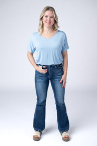 Chloe Cozy Tee - Sky Blue-Tops-Villari Chic, women's online fashion boutique in Severna, Maryland