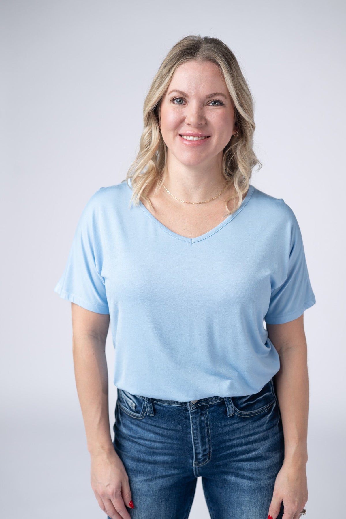 Chloe Cozy Tee - Sky Blue-Tops-Villari Chic, women's online fashion boutique in Severna, Maryland