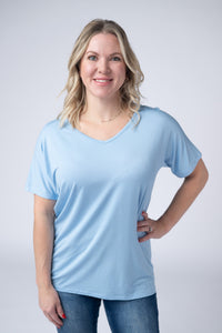 Chloe Cozy Tee - Sky Blue-Tops-Villari Chic, women's online fashion boutique in Severna, Maryland