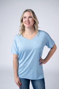 Chloe Cozy Tee - Sky Blue-Tops-Villari Chic, women's online fashion boutique in Severna, Maryland