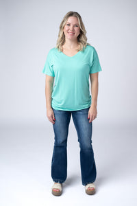 Chloe Cozy Tee - Turquoise-Tops-Villari Chic, women's online fashion boutique in Severna, Maryland