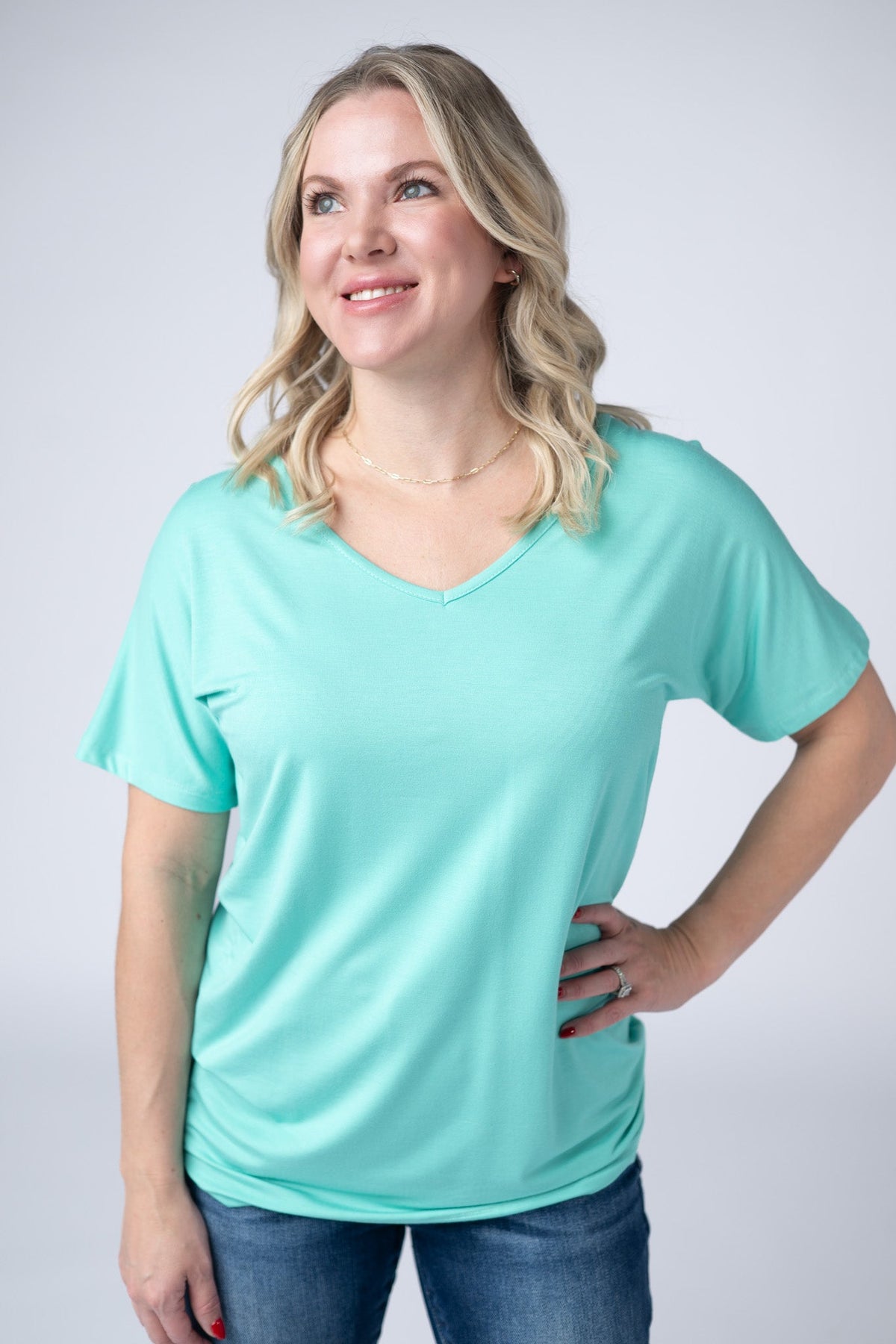 Chloe Cozy Tee - Turquoise-Tops-Villari Chic, women's online fashion boutique in Severna, Maryland