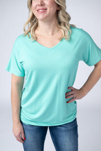 Chloe Cozy Tee - Turquoise-Tops-Villari Chic, women's online fashion boutique in Severna, Maryland