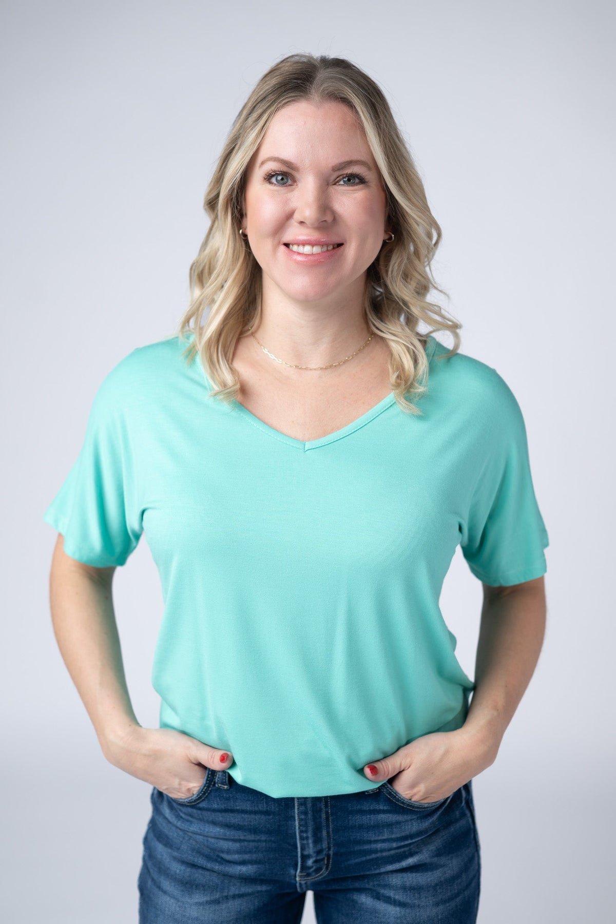 Chloe Cozy Tee - Turquoise-Tops-Villari Chic, women's online fashion boutique in Severna, Maryland