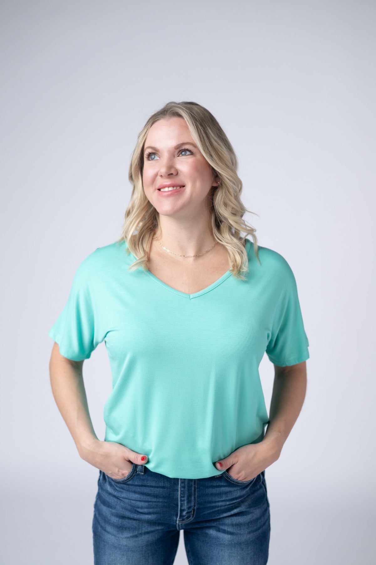 Chloe Cozy Tee - Turquoise-Tops-Villari Chic, women's online fashion boutique in Severna, Maryland