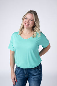 Chloe Cozy Tee - Turquoise-Tops-Villari Chic, women's online fashion boutique in Severna, Maryland