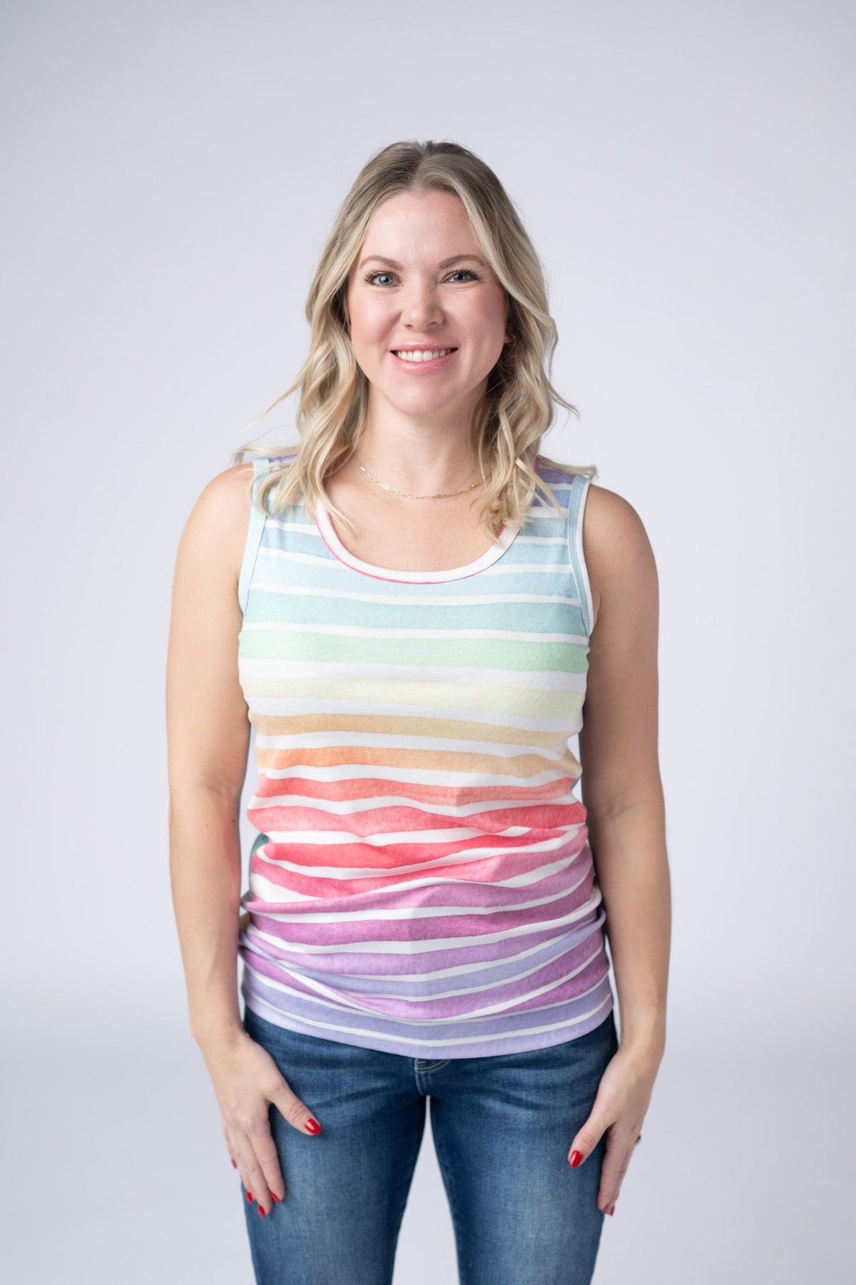 Ava Tank - Rainbow Stripes-tank-Villari Chic, women's online fashion boutique in Severna, Maryland