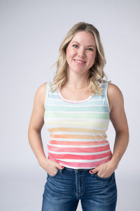 Ava Tank - Rainbow Stripes-tank-Villari Chic, women's online fashion boutique in Severna, Maryland