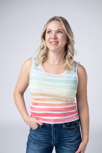 Ava Tank - Rainbow Stripes-tank-Villari Chic, women's online fashion boutique in Severna, Maryland
