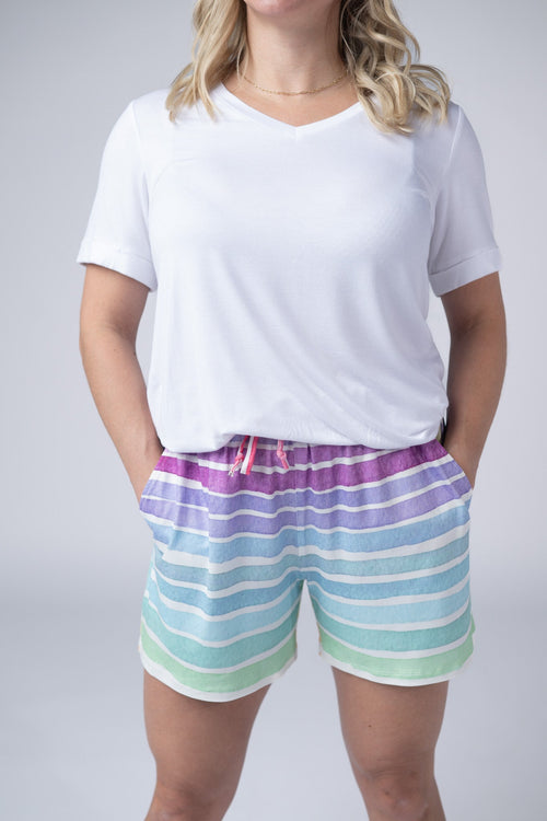 Jamie Shorts - Rainbow Stripes-shorts-Villari Chic, women's online fashion boutique in Severna, Maryland