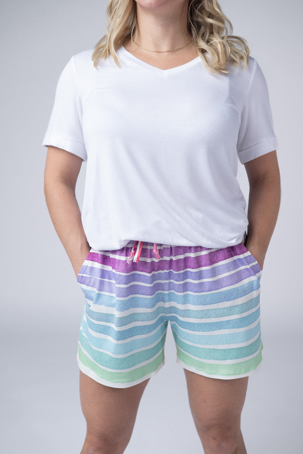 Jamie Shorts - Rainbow Stripes-shorts-Villari Chic, women's online fashion boutique in Severna, Maryland