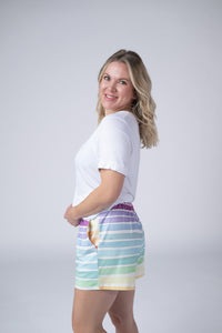 Jamie Shorts - Rainbow Stripes-shorts-Villari Chic, women's online fashion boutique in Severna, Maryland
