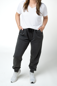 Vintage Wash Joggers - Black-bottoms-Villari Chic, women's online fashion boutique in Severna, Maryland