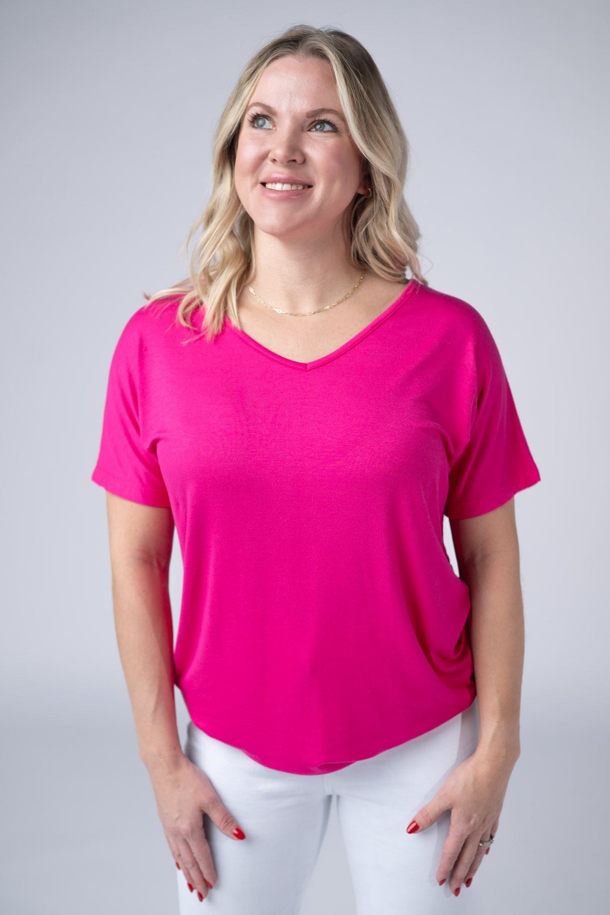 Chloe Cozy Tee - Hot Pink-Tops-Villari Chic, women's online fashion boutique in Severna, Maryland