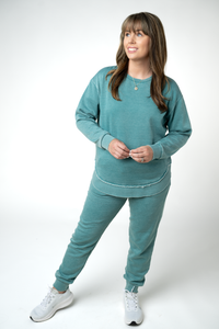 Vintage Wash Joggers - Teal-bottoms-Villari Chic, women's online fashion boutique in Severna, Maryland