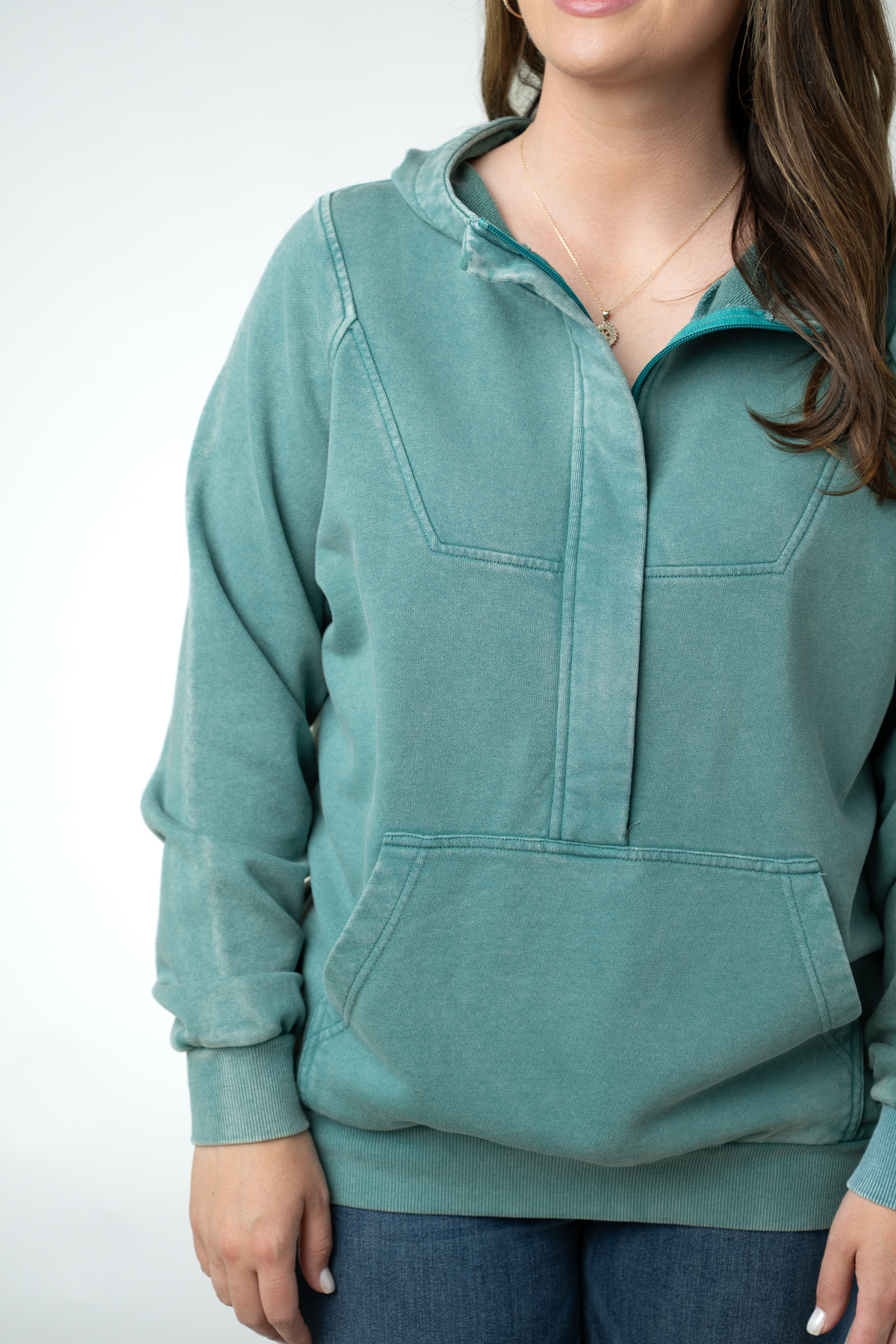 Ryker Vintage Wash Hoodie- Teal-sweatshirt-Villari Chic, women's online fashion boutique in Severna, Maryland