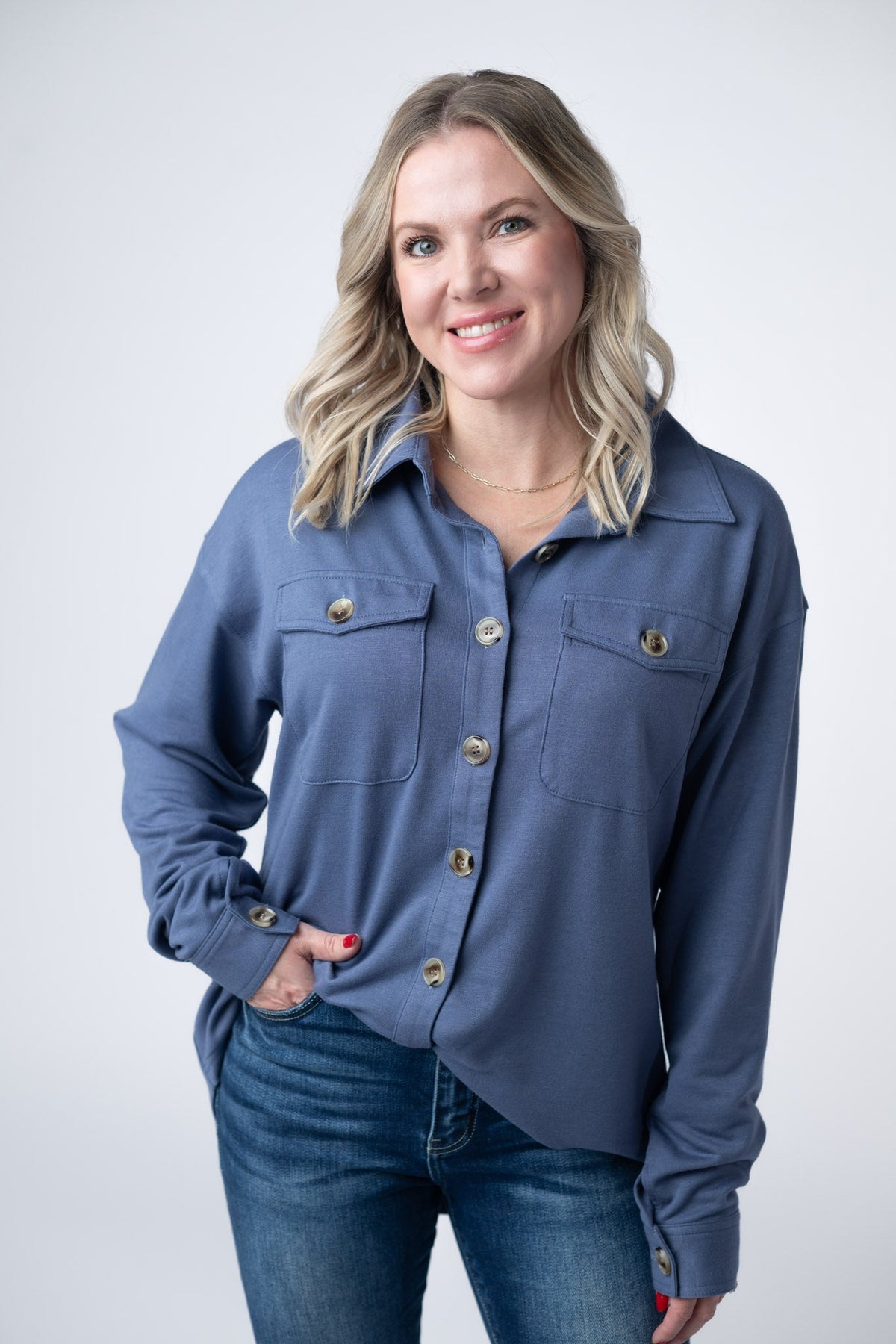 Brenna Button Down Top - Denim-clothing-Villari Chic, women's online fashion boutique in Severna, Maryland