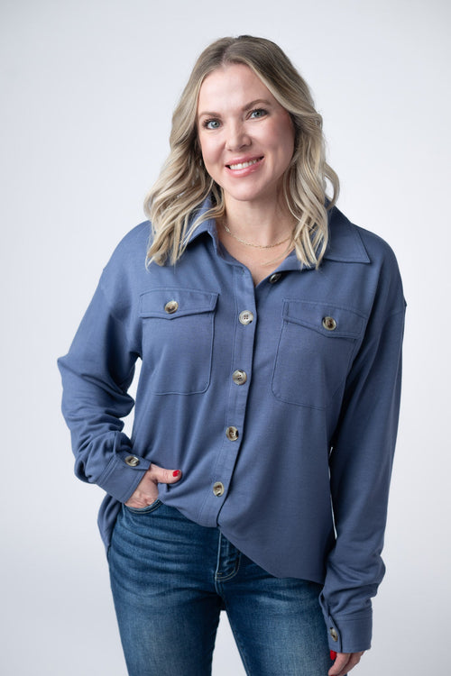 Brenna Button Down Top - Denim-clothing-Villari Chic, women's online fashion boutique in Severna, Maryland