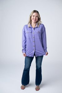Brenna Button Down Top - Purple-clothing-Villari Chic, women's online fashion boutique in Severna, Maryland