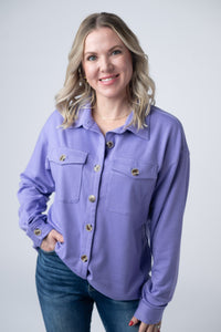 Brenna Button Down Top - Purple-clothing-Villari Chic, women's online fashion boutique in Severna, Maryland