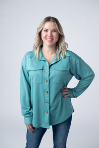 Brenna Button Down Top - Teal-clothing-Villari Chic, women's online fashion boutique in Severna, Maryland