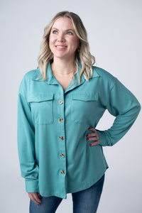 Brenna Button Down Top - Teal-clothing-Villari Chic, women's online fashion boutique in Severna, Maryland