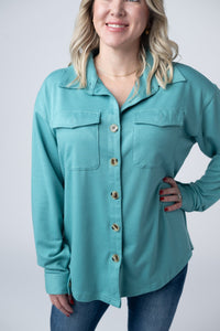 Brenna Button Down Top - Teal-clothing-Villari Chic, women's online fashion boutique in Severna, Maryland