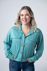 Brenna Button Down Top - Teal-clothing-Villari Chic, women's online fashion boutique in Severna, Maryland