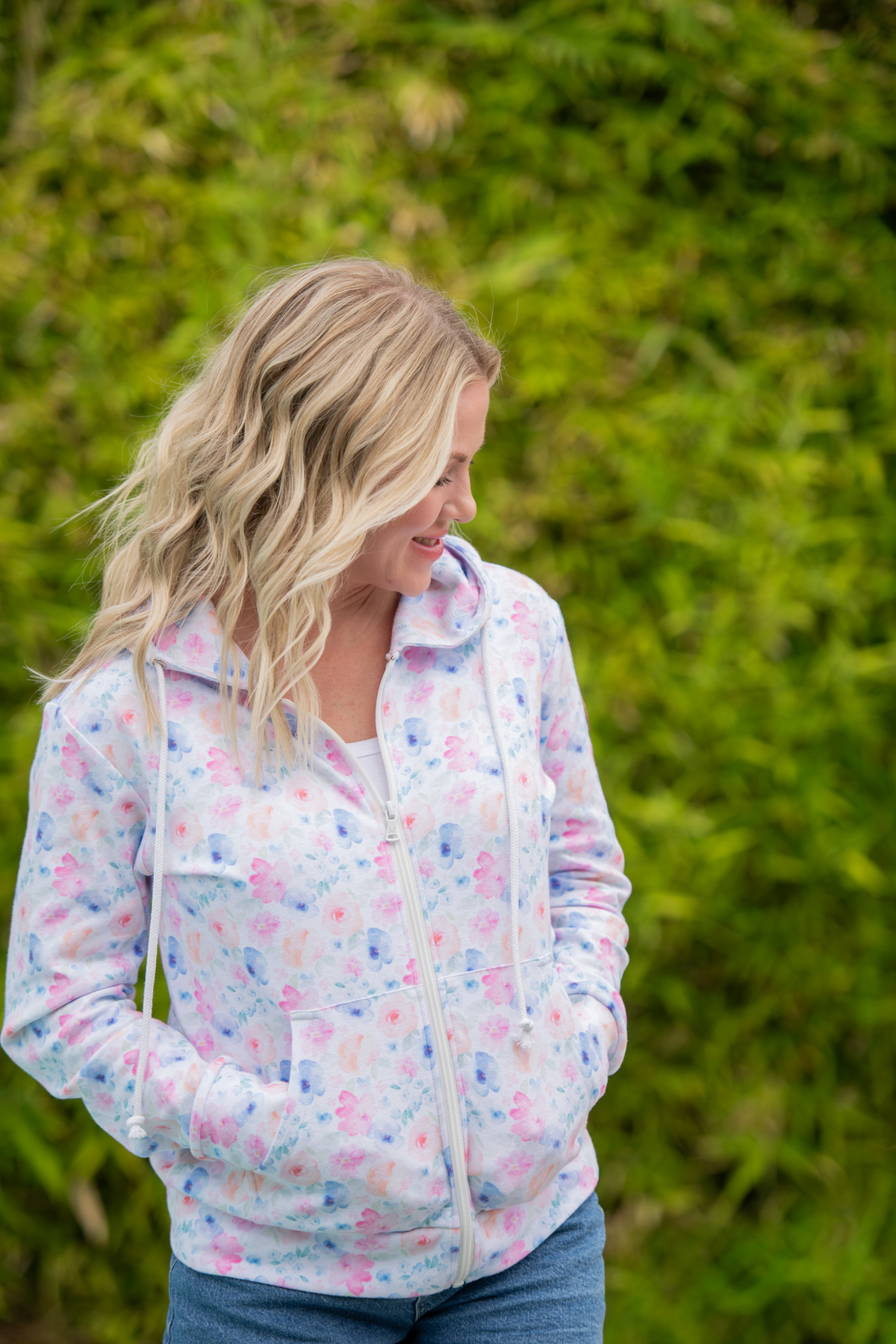 Fullzip Hoodie - Petal Gardens-hoodie-Villari Chic, women's online fashion boutique in Severna, Maryland