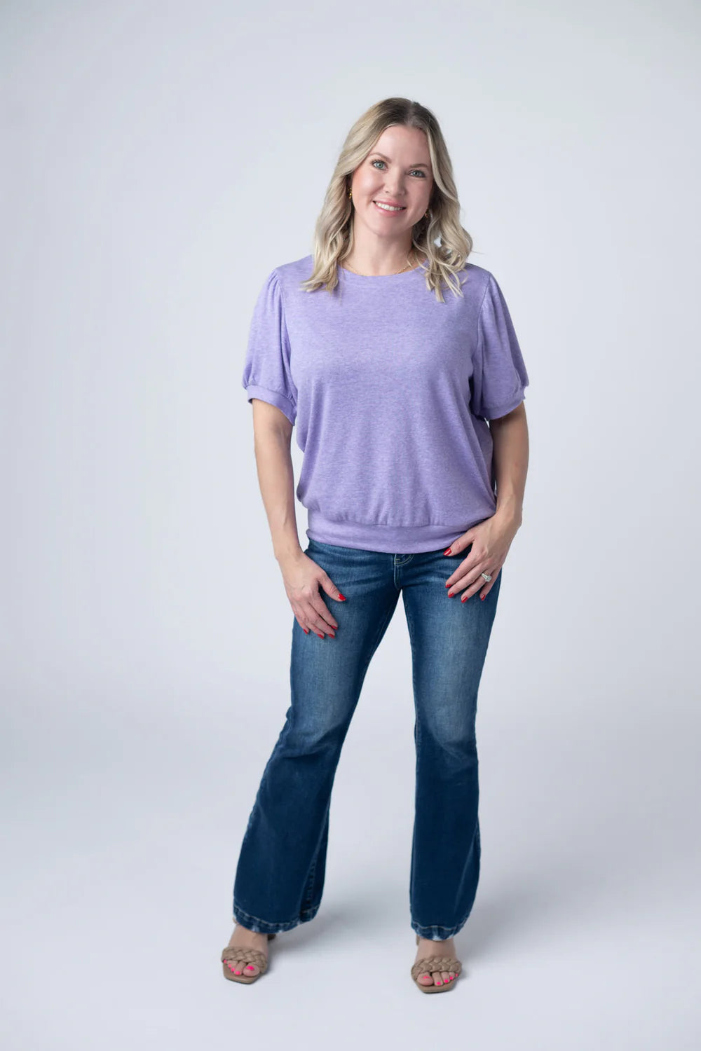 Katie Cozy Top - Heathered Purple-Tops-Villari Chic, women's online fashion boutique in Severna, Maryland
