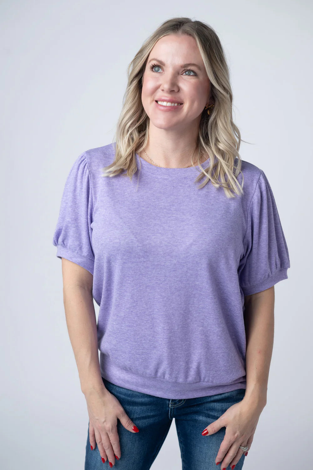 Katie Cozy Top - Heathered Purple-Tops-Villari Chic, women's online fashion boutique in Severna, Maryland