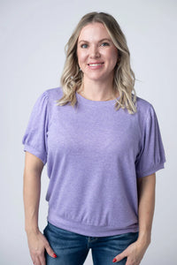 Katie Cozy Top - Heathered Purple-Tops-Villari Chic, women's online fashion boutique in Severna, Maryland