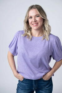 Katie Cozy Top - Heathered Purple-Tops-Villari Chic, women's online fashion boutique in Severna, Maryland