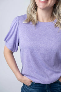 Katie Cozy Top - Heathered Purple-Tops-Villari Chic, women's online fashion boutique in Severna, Maryland