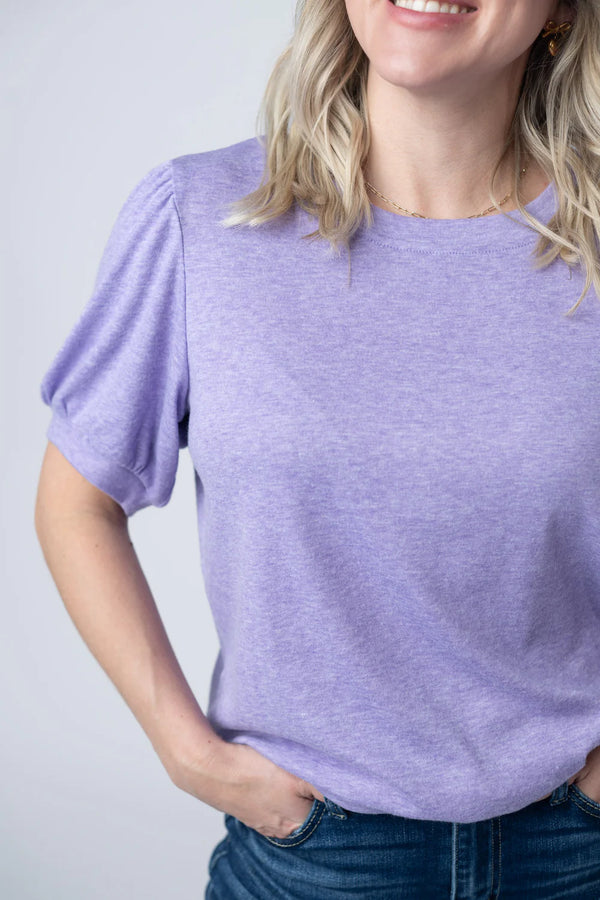 Katie Cozy Top - Heathered Purple-Tops-Villari Chic, women's online fashion boutique in Severna, Maryland