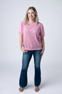 Katie Cozy Top - Heathered Pink-Tops-Villari Chic, women's online fashion boutique in Severna, Maryland
