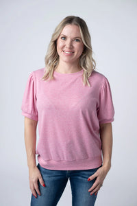 Katie Cozy Top - Heathered Pink-Tops-Villari Chic, women's online fashion boutique in Severna, Maryland