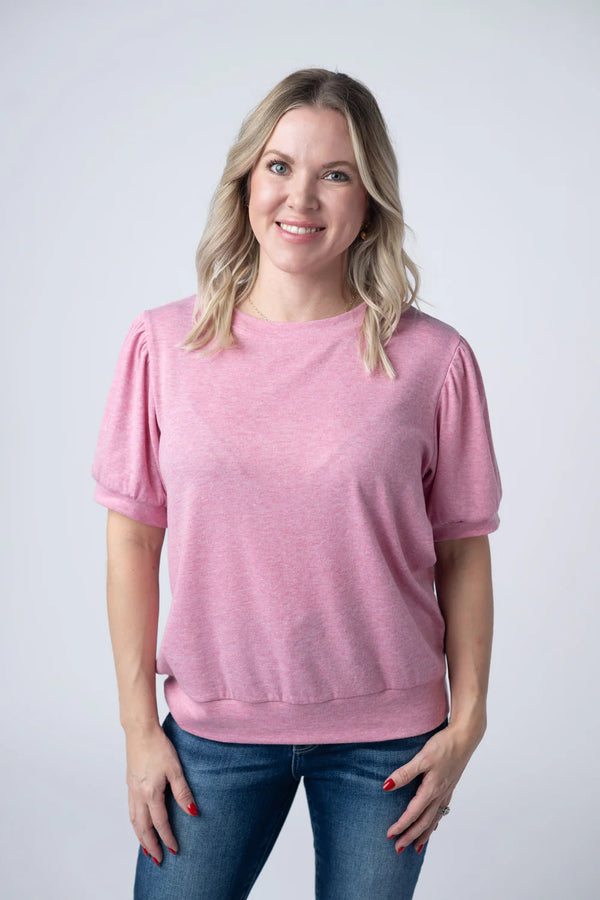 Katie Cozy Top - Heathered Pink-Tops-Villari Chic, women's online fashion boutique in Severna, Maryland