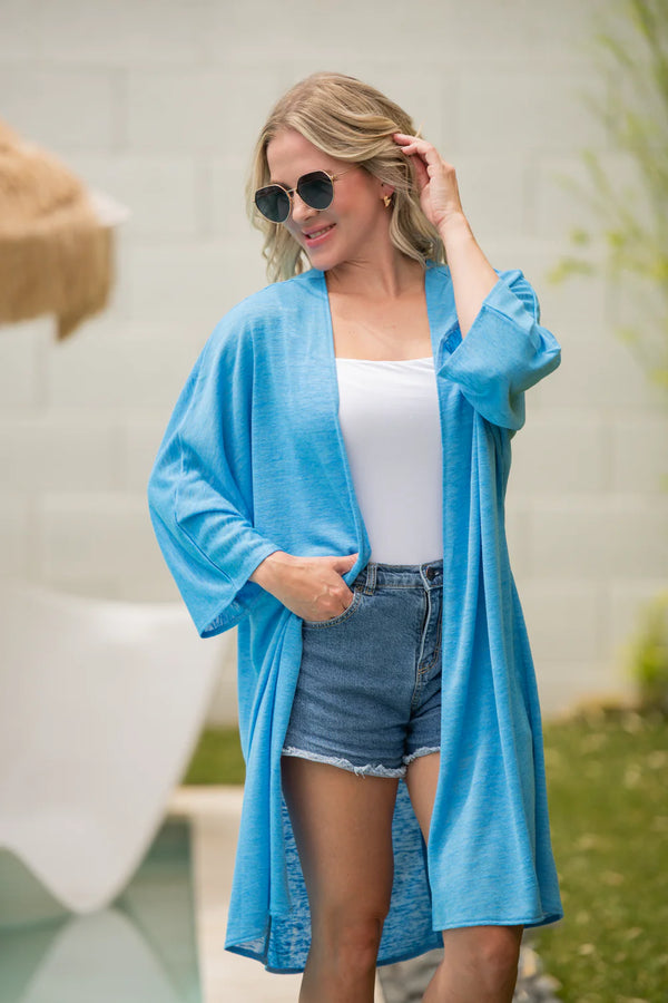 Ellie Cover-Up Kimono - Light Blue-Cardigan-Villari Chic, women's online fashion boutique in Severna, Maryland