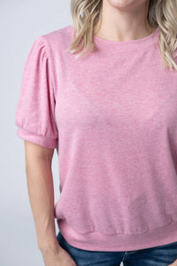 Katie Cozy Top - Heathered Pink-Tops-Villari Chic, women's online fashion boutique in Severna, Maryland
