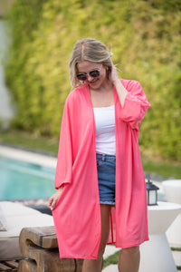 Ellie Cover-Up Kimono - Sunkissed Coral-Cardigan-Villari Chic, women's online fashion boutique in Severna, Maryland