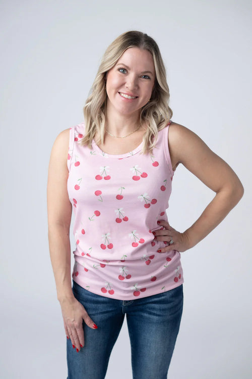 Ava Tank - Cherries-tank-Villari Chic, women's online fashion boutique in Severna, Maryland